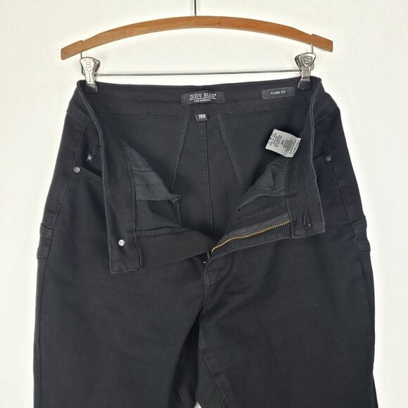 Judy Blue High Waist Star Back Seam Black Flare Denim Jeans 88958 Womens 14W - Picture 6 of 10